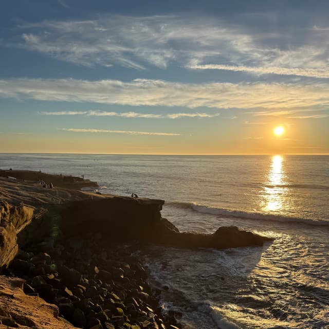 Sun Diego sunset over the cliffs.